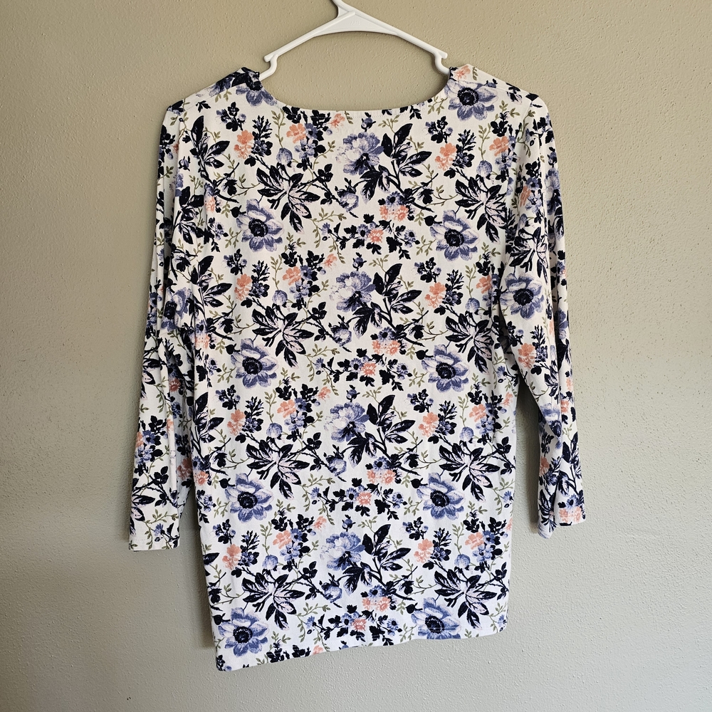 Talbots Floral‎ 3/4 Sleeve Top Womens Large